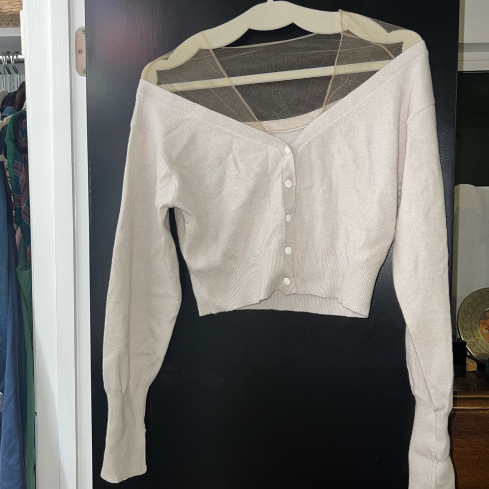 Alexander Wang off the shoulder cardigan top